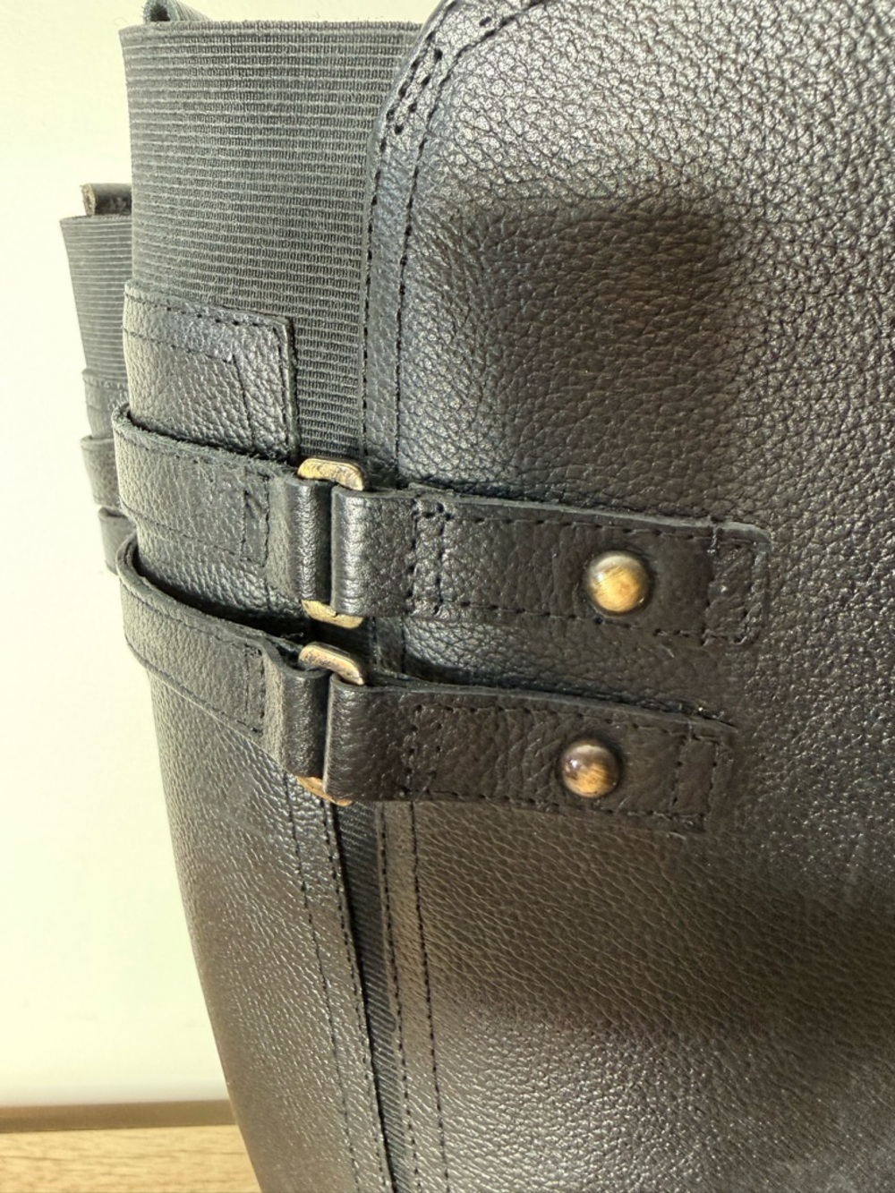 NATURALIZER New Jessie High Shaft Leather Riding Boots Black Buckle Zipper 7.5 - Picture 7 of 14